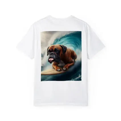 Boxer Dog Surfing Giant Ocean Wave