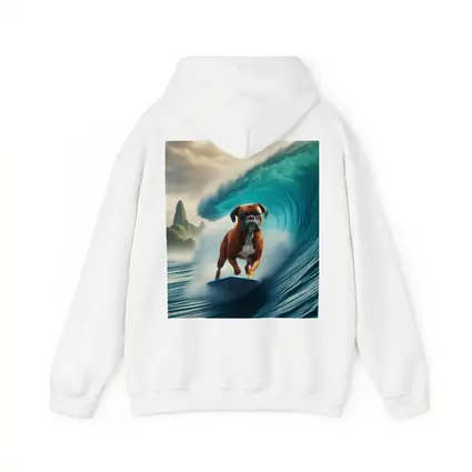 Boxer Dog Surfing Giant Ocean Wave