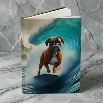 Boxer Dog Surfing Giant Ocean Wave