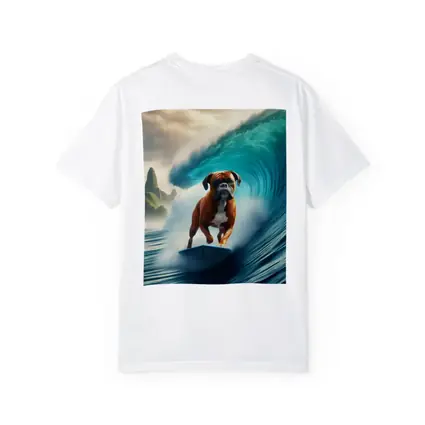 Boxer Dog Surfing Giant Ocean Wave