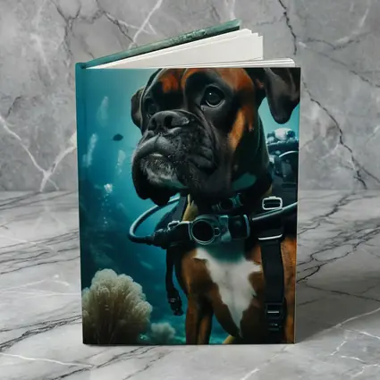 Boxer Dog Scuba Diving Underwater Ocean Scene