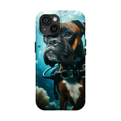 Boxer Dog Scuba Diving Underwater Ocean Scene