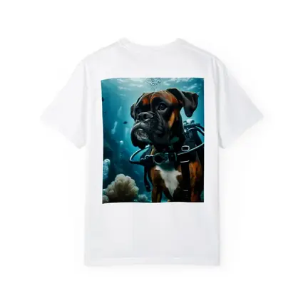 Boxer Dog Scuba Diving Underwater Ocean Scene