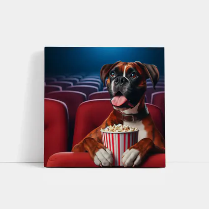 Boxer Dog Watching Movie Cinema Popcorn