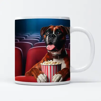 Boxer Dog Watching Movie Cinema Popcorn