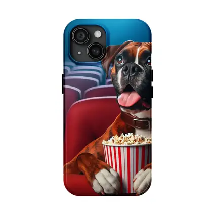 Boxer Dog Watching Movie Cinema Popcorn