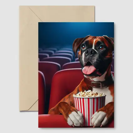 Boxer Dog Watching Movie Cinema Popcorn