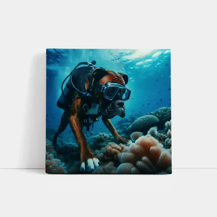 Boxer Dog Scuba Diving Coral Reef Underwater