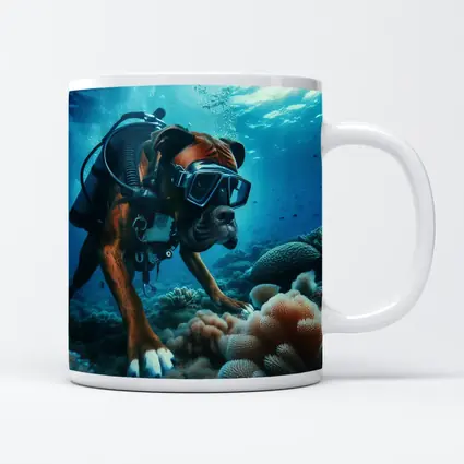 Boxer Dog Scuba Diving Coral Reef Underwater