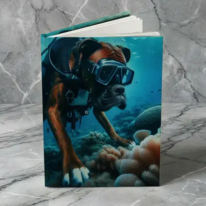 Boxer Dog Scuba Diving Coral Reef Underwater