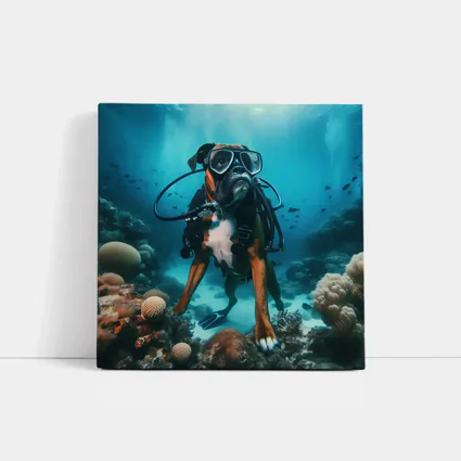 Boxer Dog Scuba Diver Underwater Coral Reef
