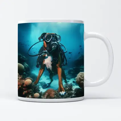 Boxer Dog Scuba Diver Underwater Coral Reef