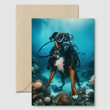 Boxer Dog Scuba Diver Underwater Coral Reef
