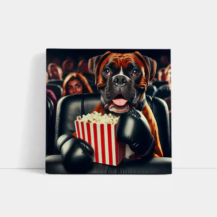 Boxer Dog With Popcorn At Cinema