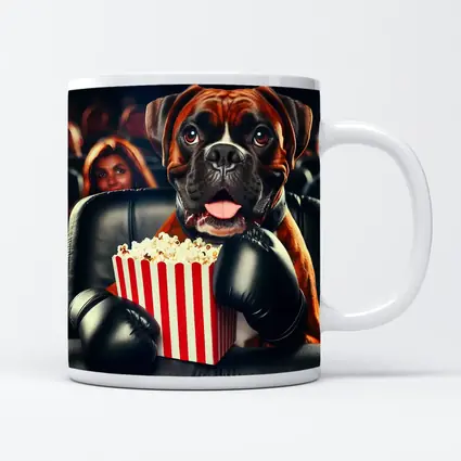 Boxer Dog With Popcorn At Cinema