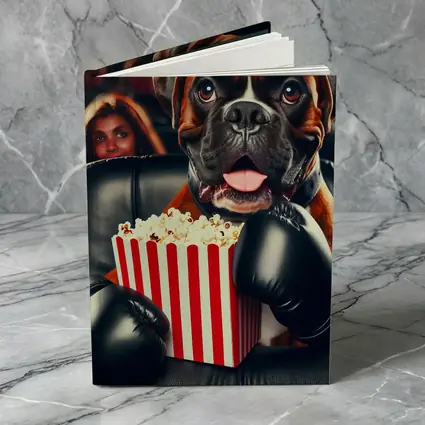 Boxer Dog With Popcorn At Cinema