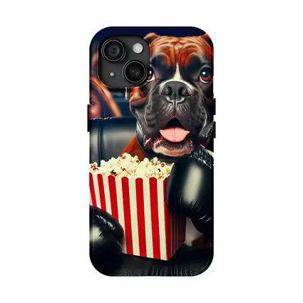 Boxer Dog With Popcorn At Cinema