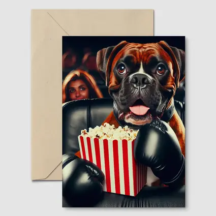 Boxer Dog With Popcorn At Cinema