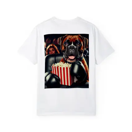 Boxer Dog With Popcorn At Cinema