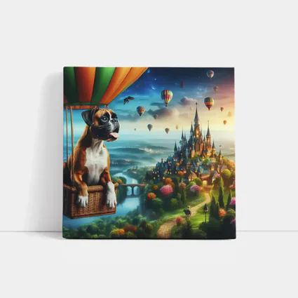 Boxer Dog Hot Air Balloon Fantasy Castle