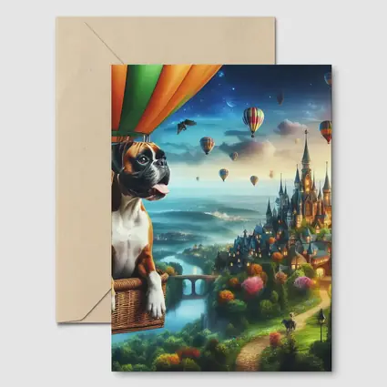 Boxer Dog Hot Air Balloon Fantasy Castle