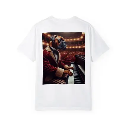 Boxer Dog Pianist Red Jacket Concert Hall
