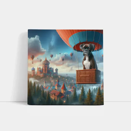 Boxer Dog Hot Air Balloon Fantasy City