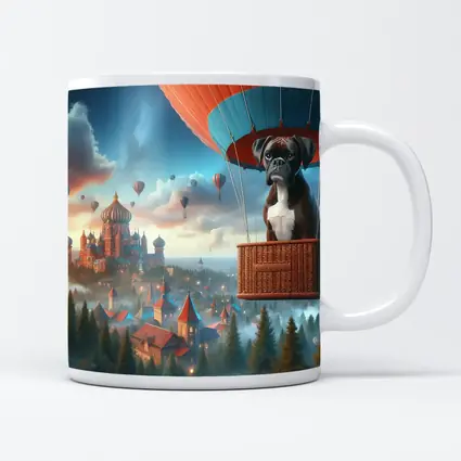 Boxer Dog Hot Air Balloon Fantasy City