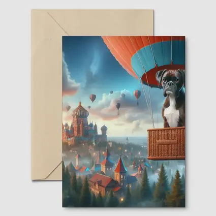 Boxer Dog Hot Air Balloon Fantasy City