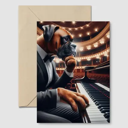 Boxer Dog Pianist Tuxedo Concert Hall