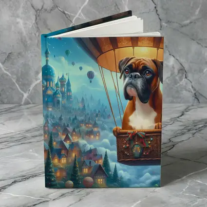 Boxer Dog Flying Hot Air Balloon Fantasy