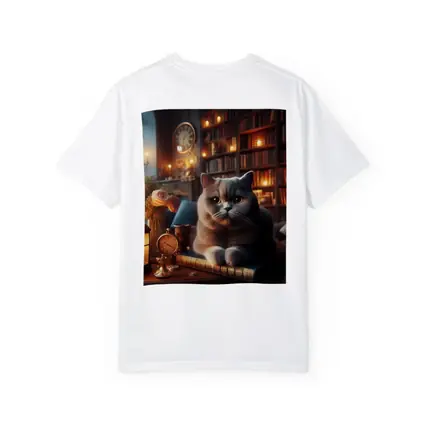 British Shorthair Cat Cozy Library Candlelight