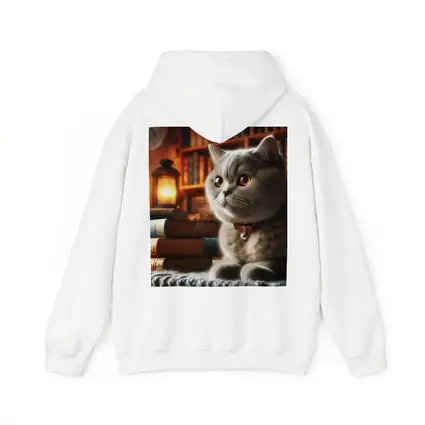 British Shorthair Cat Cozy Library Books