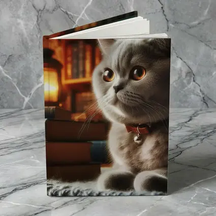 British Shorthair Cat Cozy Library Books