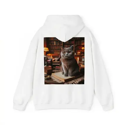 British Shorthair Cat Cozy Library Reading Room