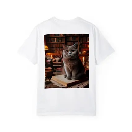 British Shorthair Cat Cozy Library Reading Room