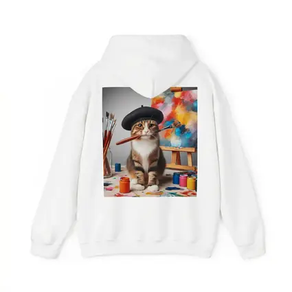 Artist Cat Beret Painting Studio Scene