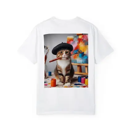 Artist Cat Beret Painting Studio Scene