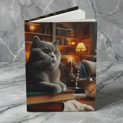 Gray British Shorthair Cat Library Candlelight