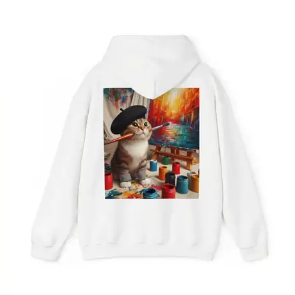 Artist Cat Wearing Beret Painting Studio