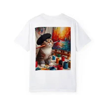 Artist Cat Wearing Beret Painting Studio