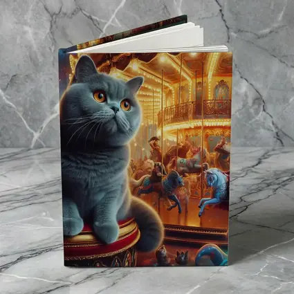 British Shorthair Cat Carousel Fantasy Scene