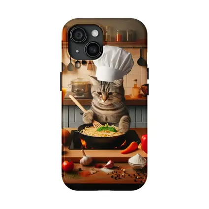 Chef Cat Cooking Pasta in Kitchen