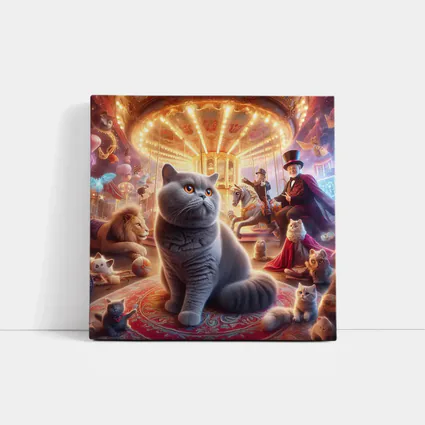 British Shorthair Cat Magical Carnival Scene