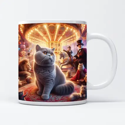 British Shorthair Cat Magical Carnival Scene