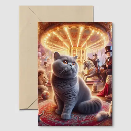 British Shorthair Cat Magical Carnival Scene