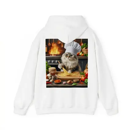 Chef Cat Cooking Pasta Kitchen Scene