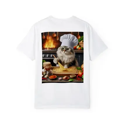 Chef Cat Cooking Pasta Kitchen Scene