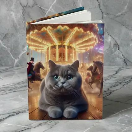 Gray British Shorthair Cat Carnival Fantasy Scene