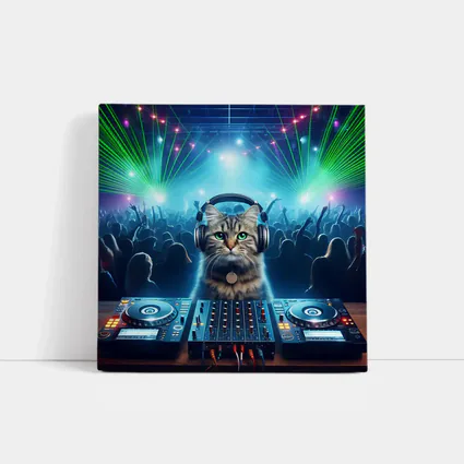 Tabby Cat DJ Club Neon Laser Party
